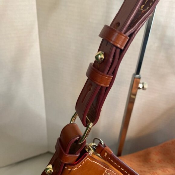 Dooney & Bourke Madison Logo Coated Cotton Satchel Handbag Purse In Amber - Picture 3 of 13